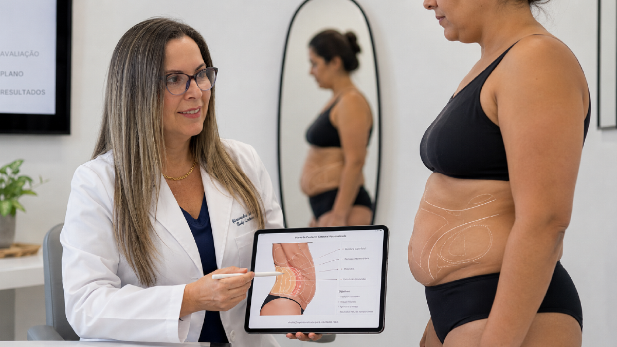 Laser liposculpture belly fat consultation for abdominal contour planning in Hollywood, FL.